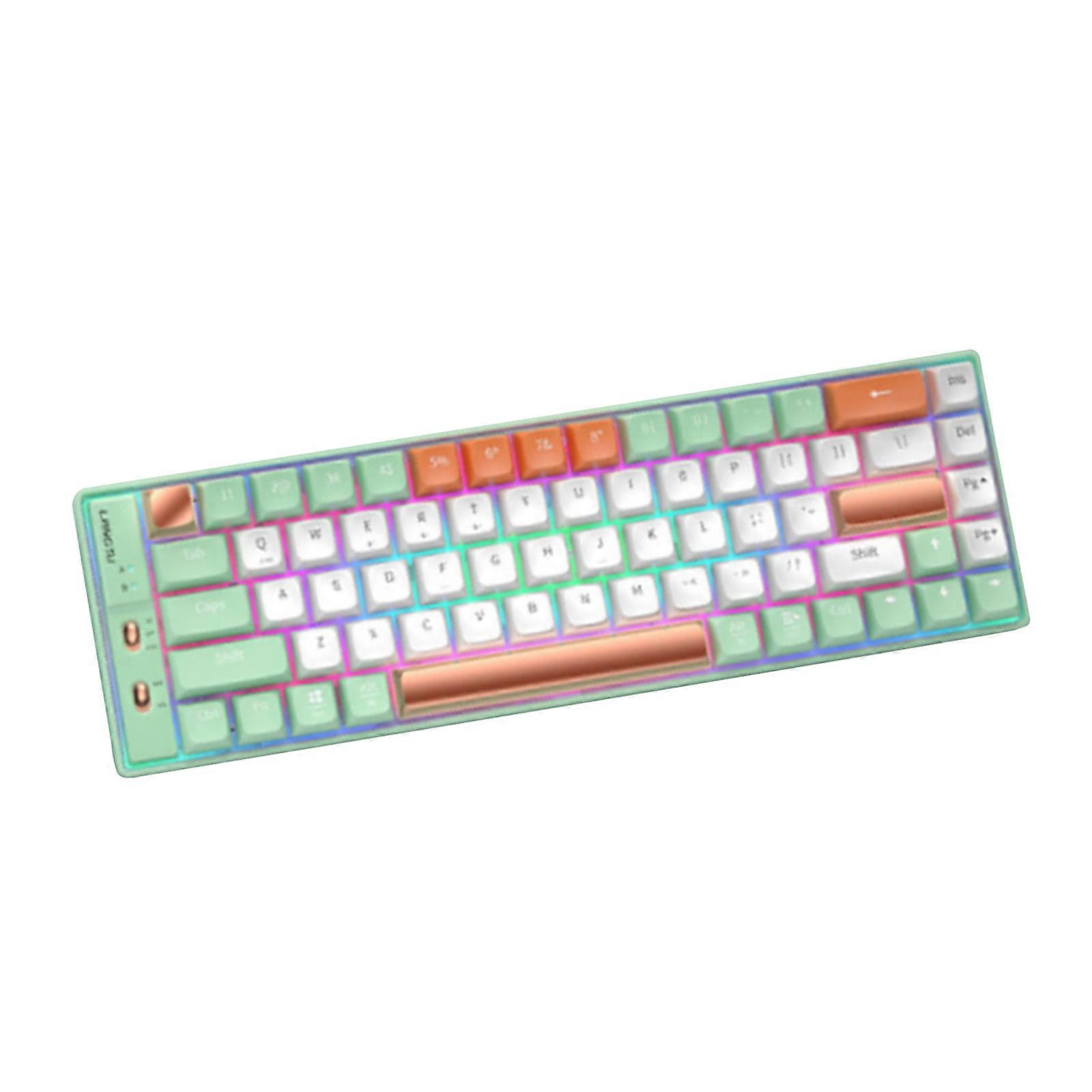 69 Keys Three-mode Mechanical Keyboard Luminous 2.4G Wireless Bluetooth-Compat Keyboard for Computer Mobilephone Tablet Matcha