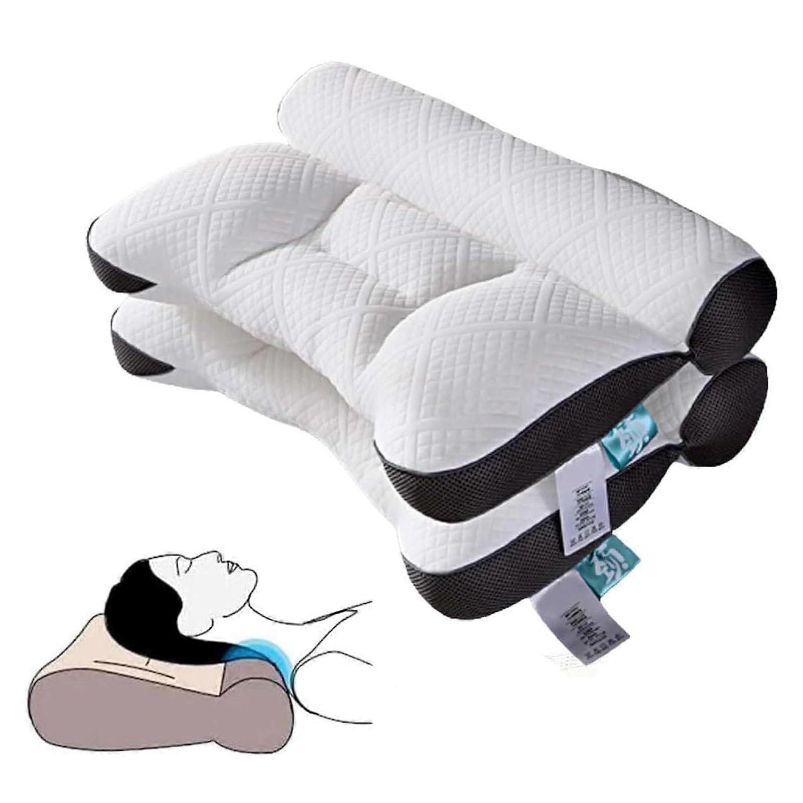 Uterus neck support Comfortable goose down pillow, Ergonomic Neck support pillow, Sleep enhancement of the shoulder bed pillow, 2 pack, black, black