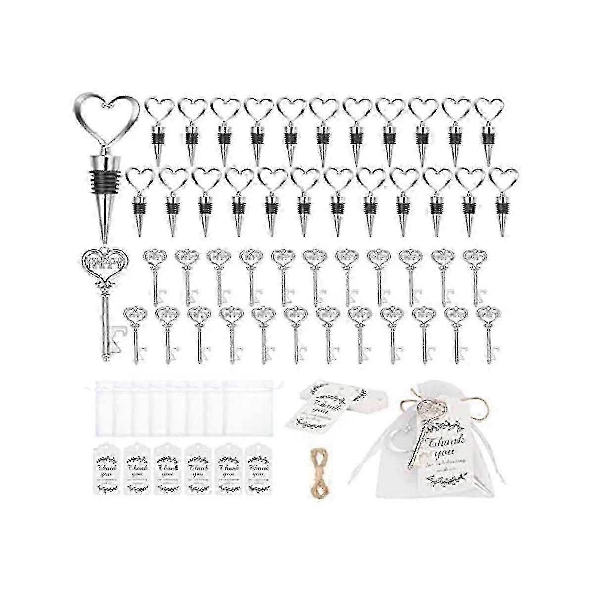 24キーボトルオープナー・栓抜き&24ワインコルク、結婚式の記念品、キーホルダーオープナー・栓抜き