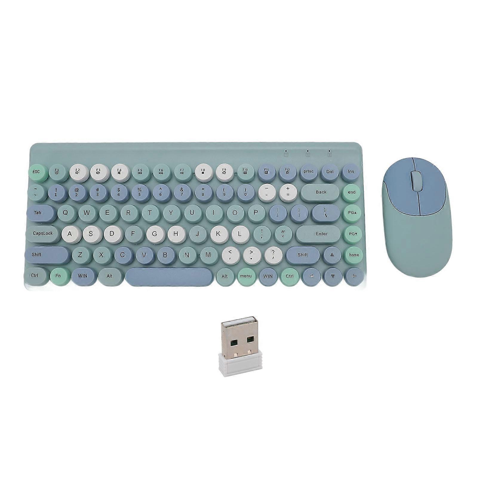 Wireless Keyboard Mouse Combo 86 Keys Retro Design USB Bluetooth for OS X PC Laptop