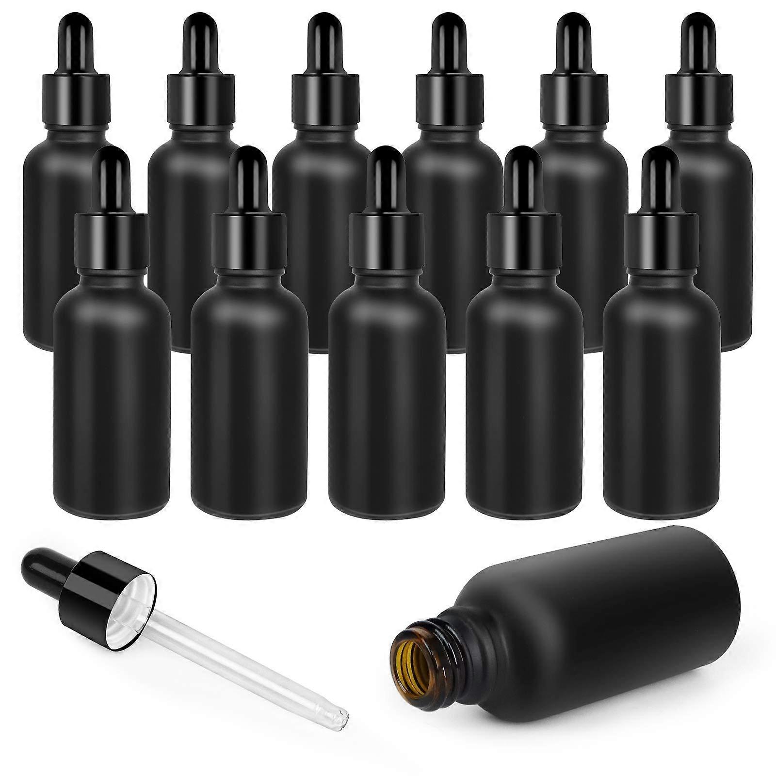 30ml Glass Dropper Bottles 12 Pack Black Empty Essential Oil Containers with Glass Droppers for Liquid Storage