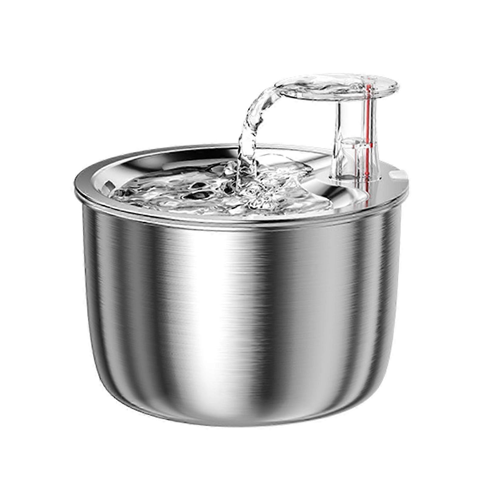 2025 kattevannfontene, 2L/68oz automatisk fontenevanndispenser i rustfritt stål, stille og filtre for katter, hunder, flere kjæledyr