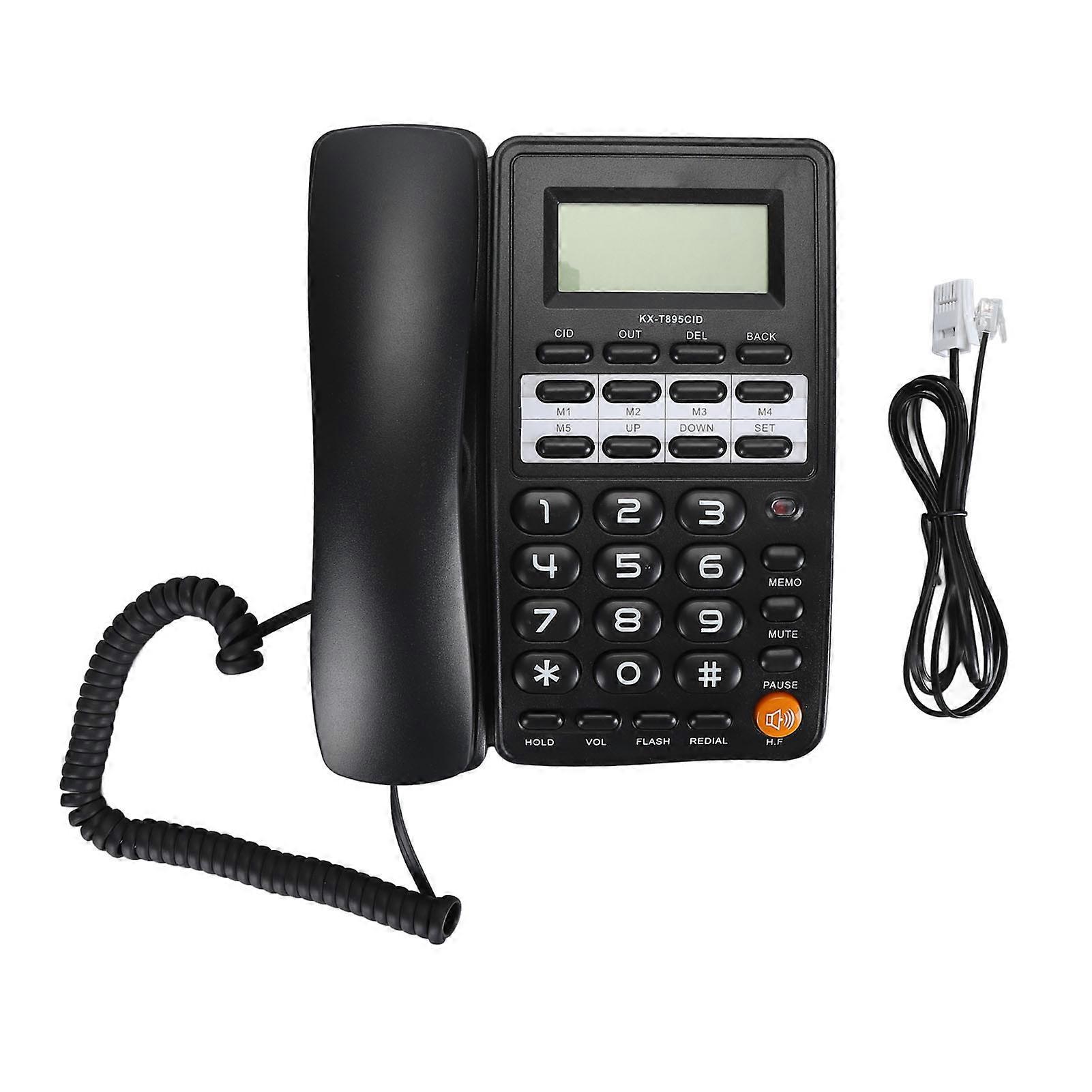 Black Corded Hotel Landline Phone with HD Display and Big Buttons for Easy Use