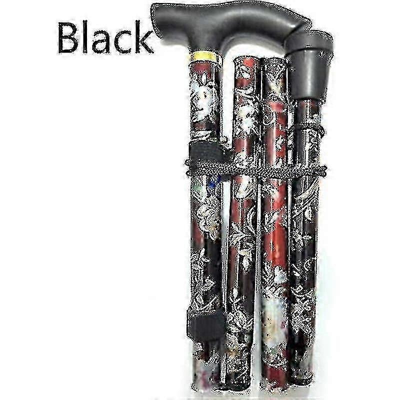 Adjustable Folding Walking Stick with Floral Design for Hiking, Camping, Durable Mobility Aid
