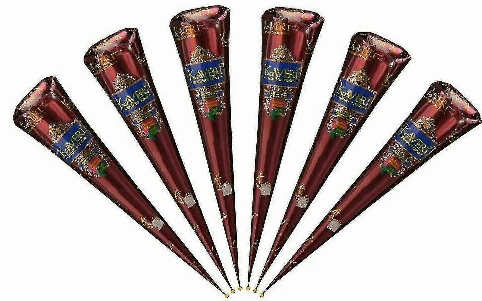 Pack Of 6 Henna Mehndi Cones Temperory Tattoos
