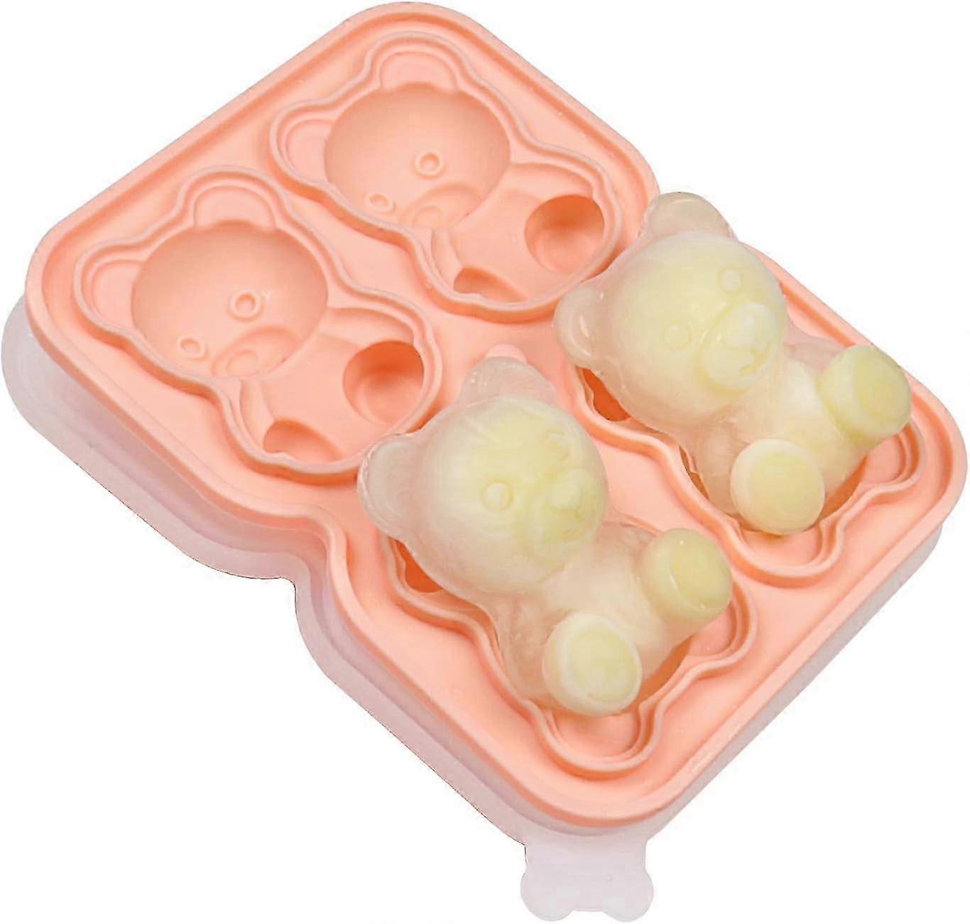 Cute Bear Ice Cube Mold, Fun Shape Ice Cube Tray,4 Bear Ice Cubes