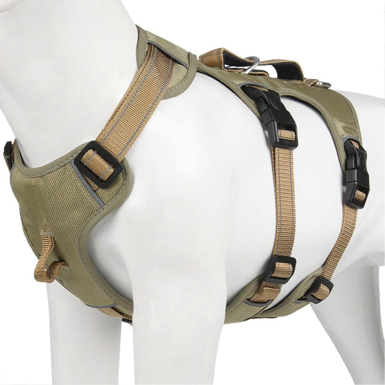 No Pull Dog Harness Adjustable Reflective Medium Large XL Khaki Black Red