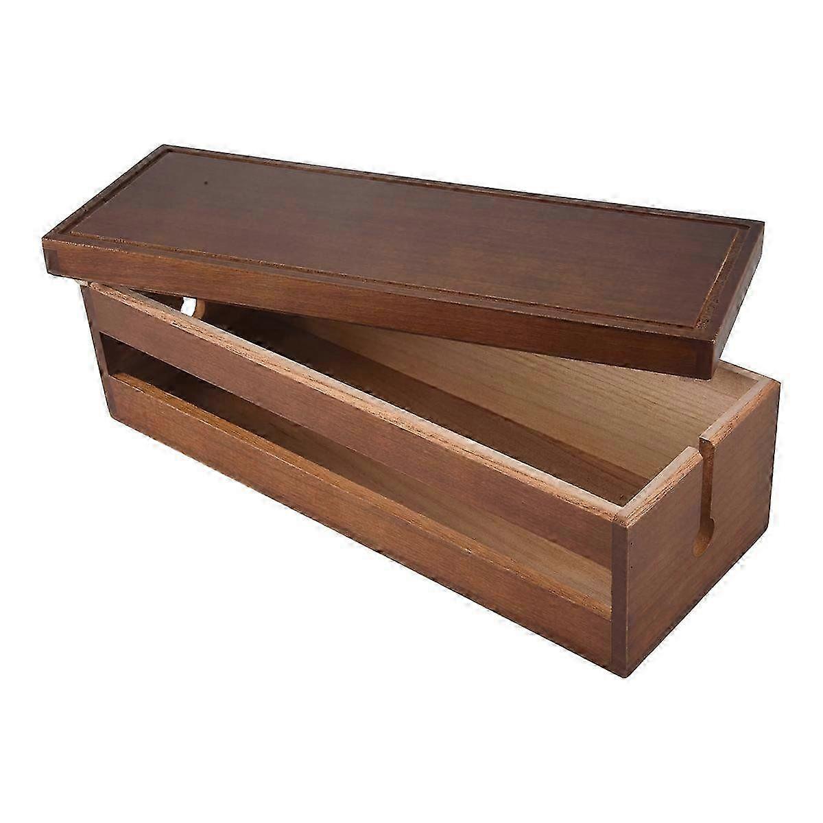 Wooden Cable Organizer Box for Power Strip Surge Protector, Extension Cord & Wires Management