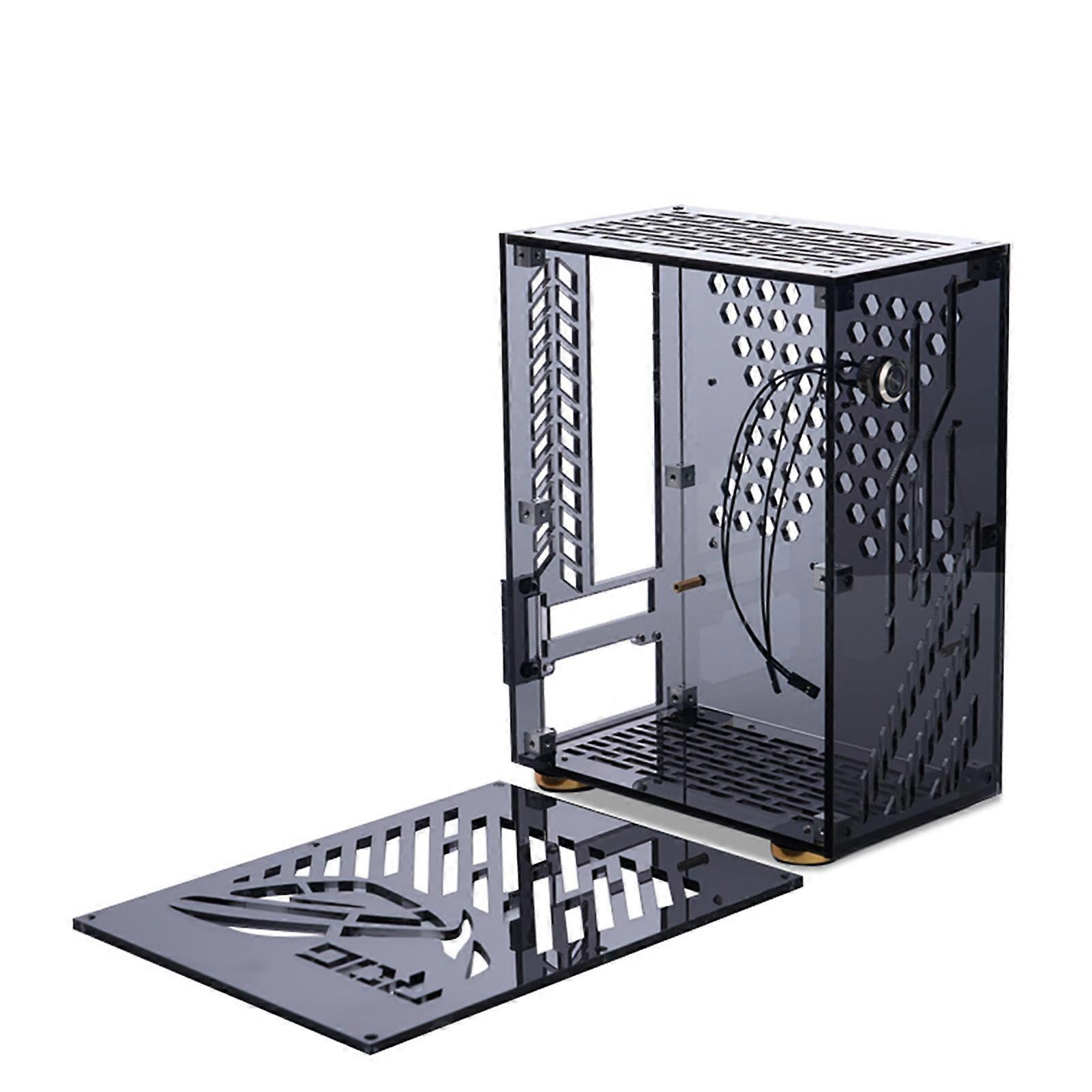Portable Small Computer Case Plexiglass Shell Compact PC Case Desktop PC Case Mini-ITX Motherboard FLEX Power Supply