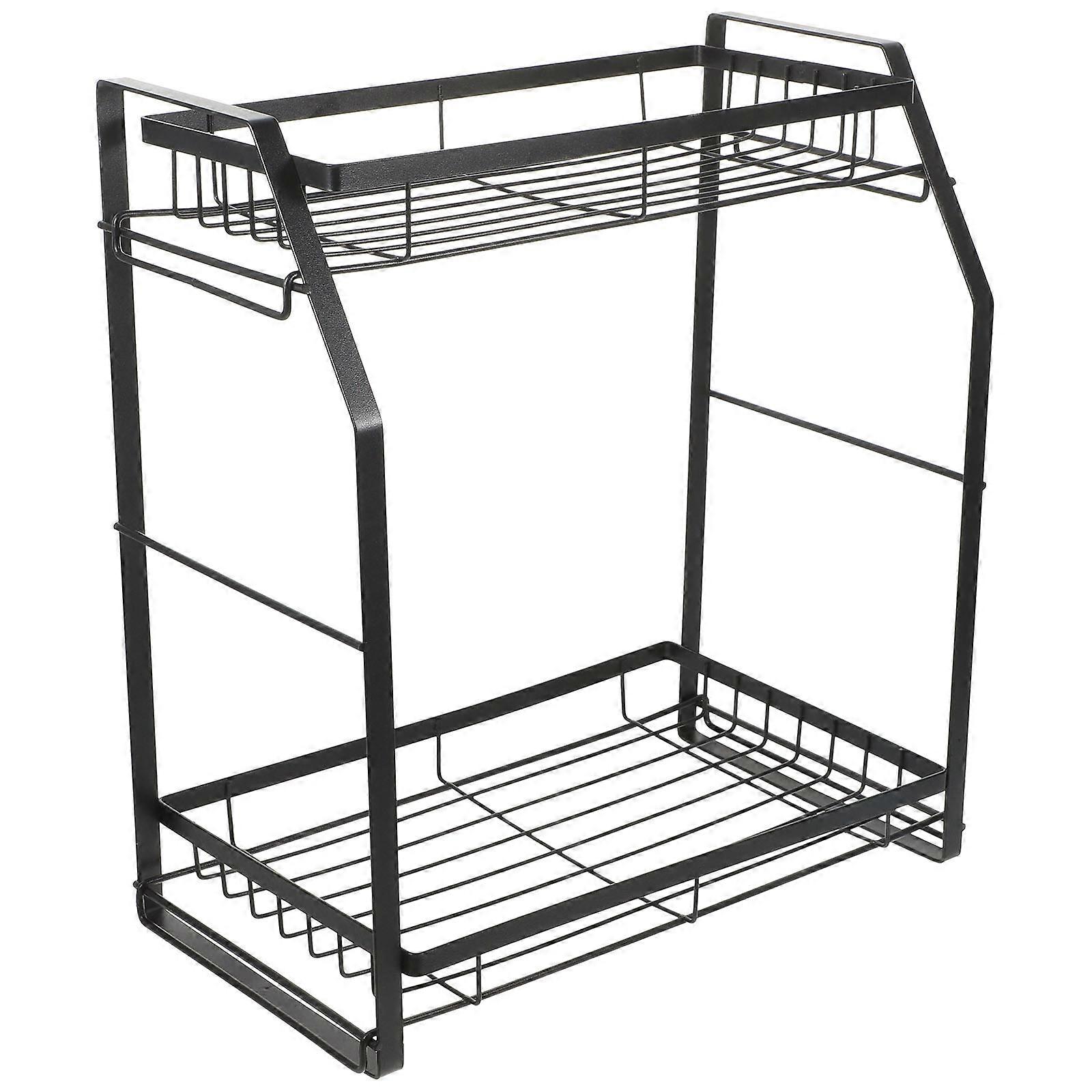Kitchen Organizer Countertop Rack Multi-Function Storage Rack Black 38X32X18CM Space Saving 1Set