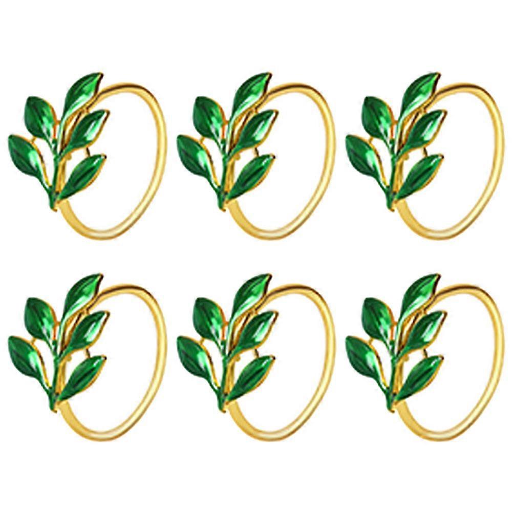 Decorative Napkin Holders Metal Napkin Rings Leaf Form Tableware For Dinner Party Holiday Reception 4.00X4.00X3.50CM 6Pack