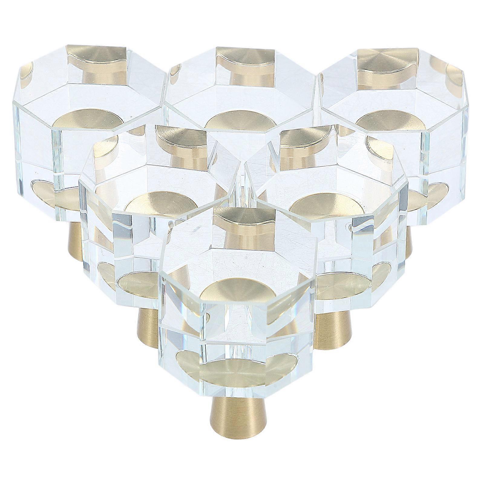 Crystal And Gold Drawer Pulls Octagonal Shaped Glass Cabinet Handles For Interior Design 6Pcs