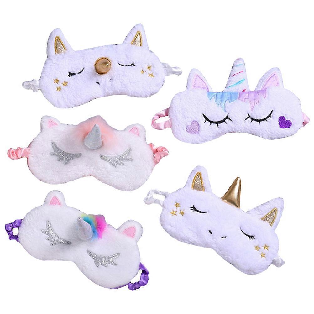 5pcs Unicorn Plush Eye Masks with Elastic Band Soft, Breathable Sleep Eyeshades for Travel, Relaxation, and Eye Fatigue Relief