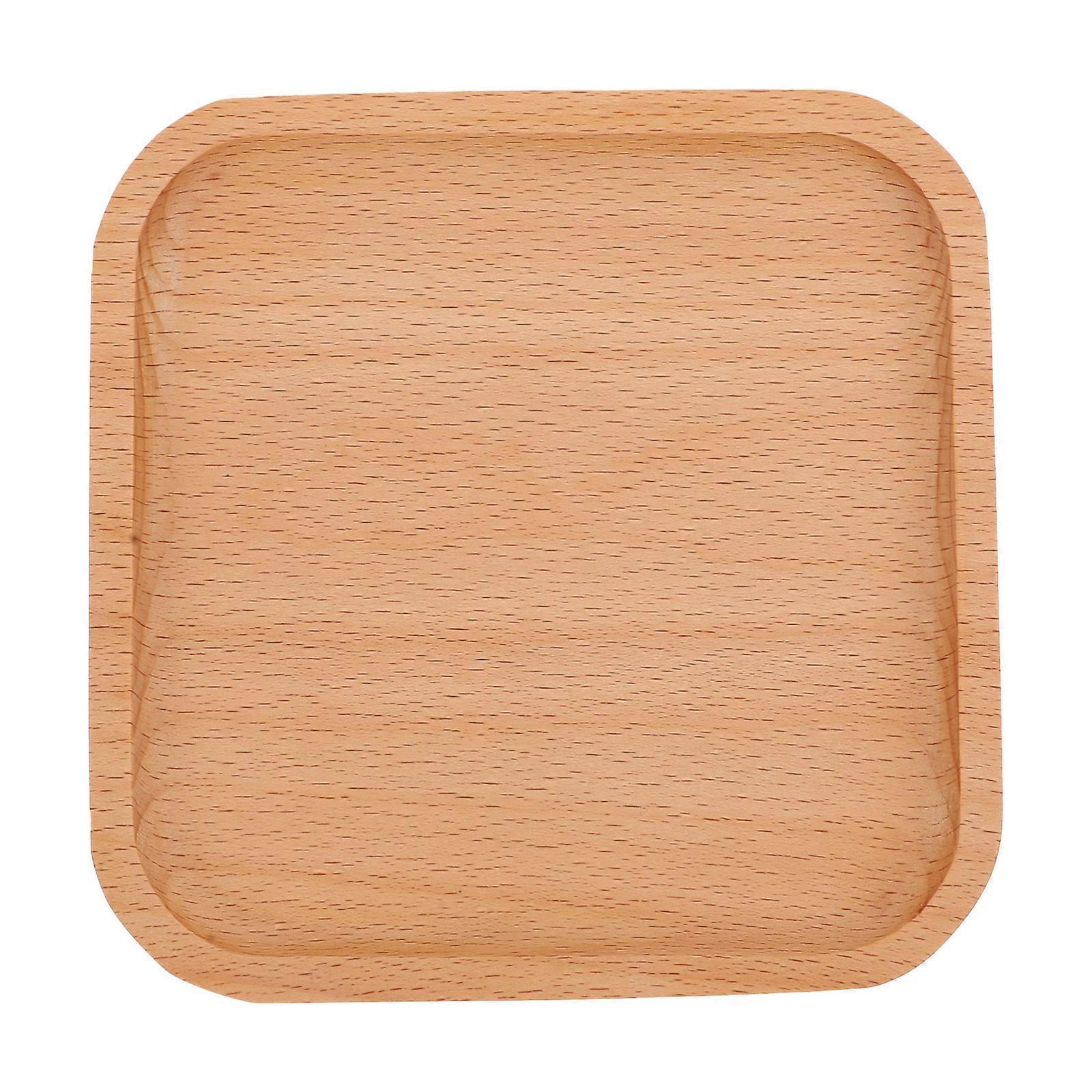 Dessert Tray Wooden Simple Design For Home Use Light Brown 13X13X1.5CM Food Serving 1Pack