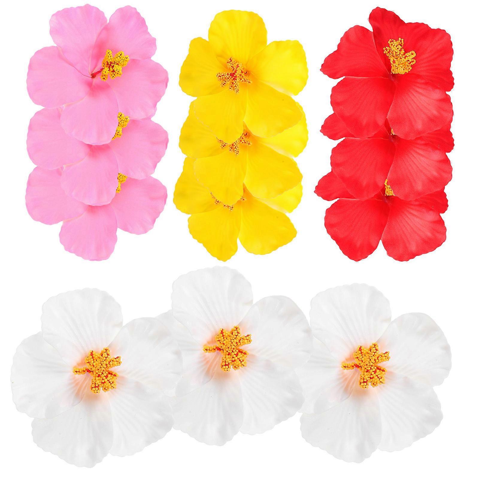 Small Hawaiian Flowers Yellow Color Tabletop Decoration For Diy Projects 12Pcs