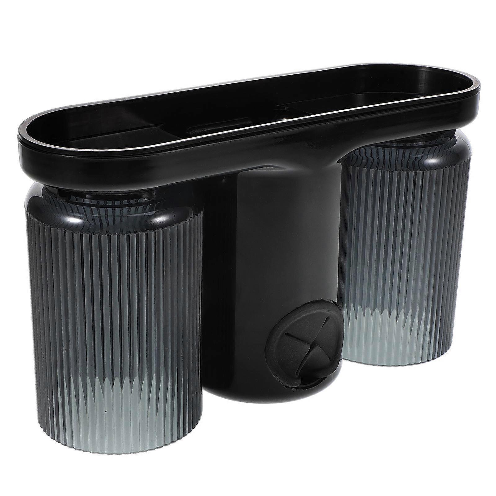 Wall Mounted Toothbrush Holder with Toothpaste Dispenser & Towel Rack, No Drill Installation, Multi Functional Bathroom Organizer for Toothbrushes &