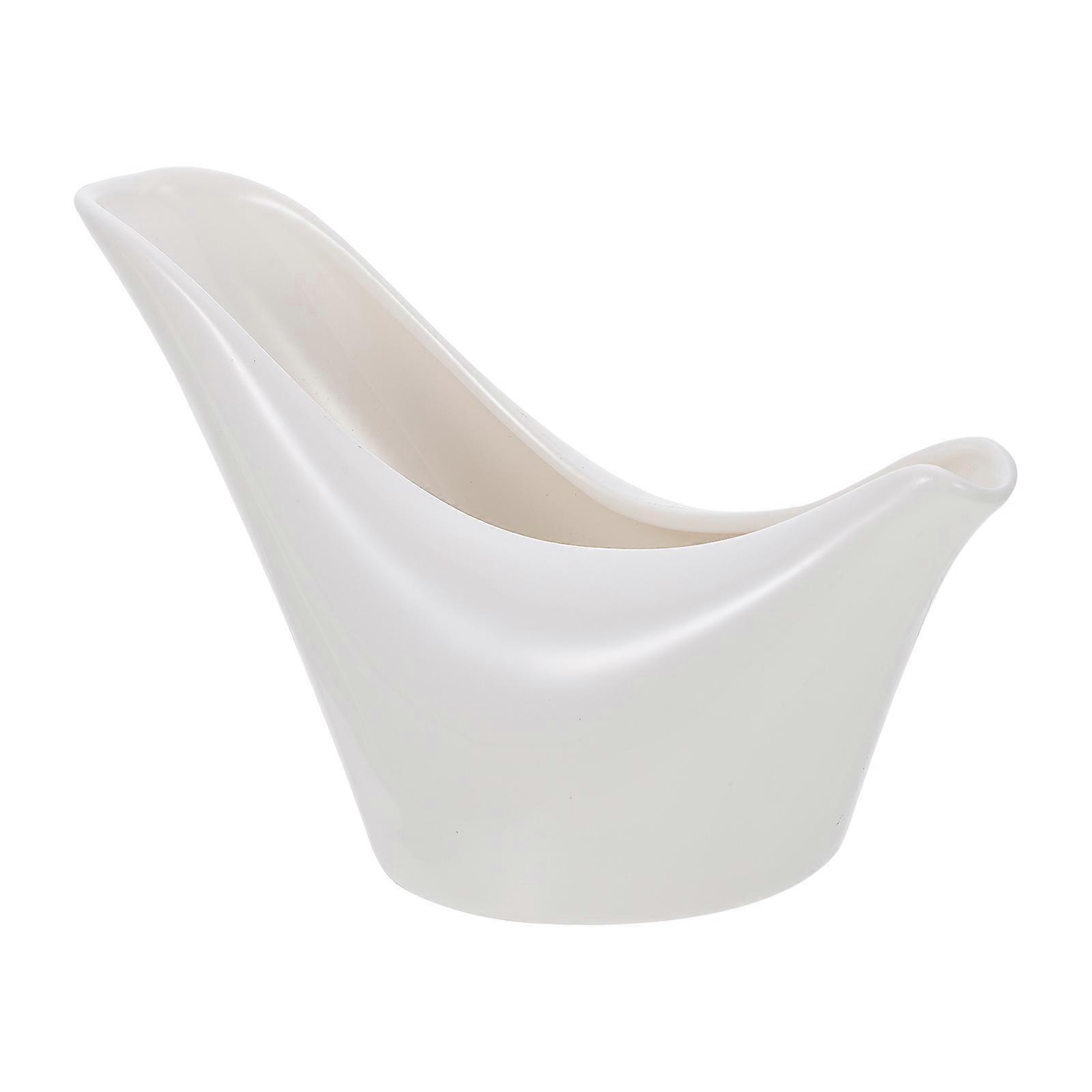 White Ceramic Gravy Boat Sauce Jug Handle Design Storage 1Pc