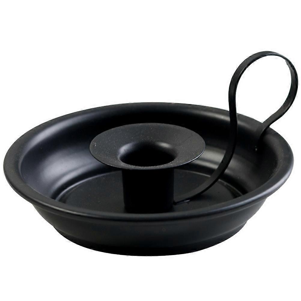Candlestick Holder With Handle Modern Retro Design For Dinner Party Sturdy Iron Material 1Pcs