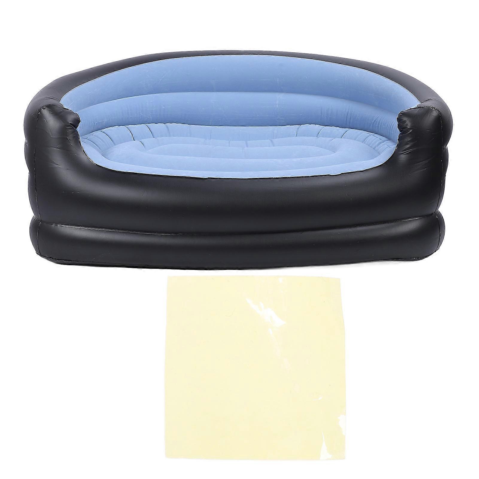 Inflatable Chair PVC and Velvet Water Proof Comfortable Portable Blow Up Couch for Outdoor Blue