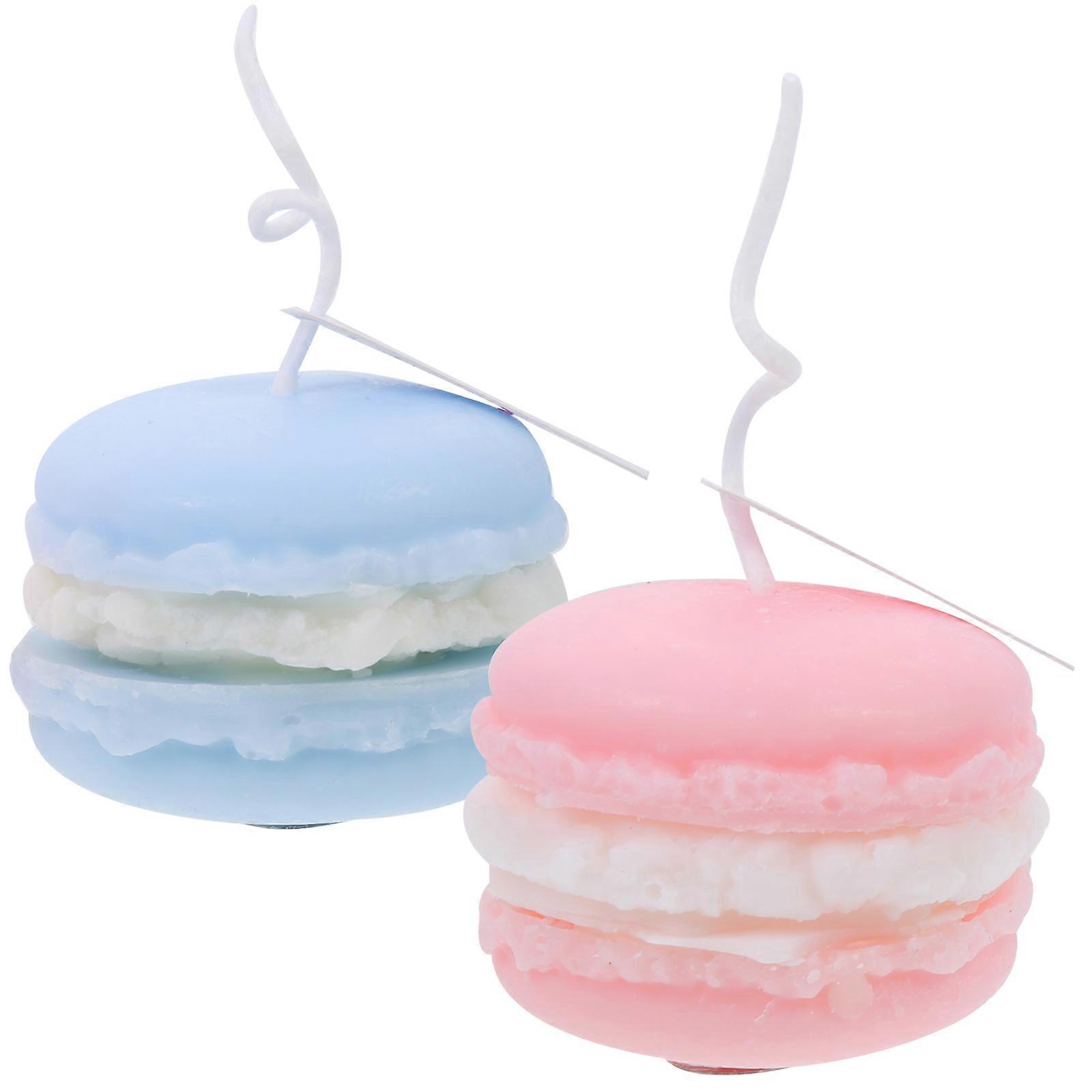 Novelty Candles Macaron Shaped Scented Candle Dessert Theme Candles Home Decoration Assorted Color 2Pcs
