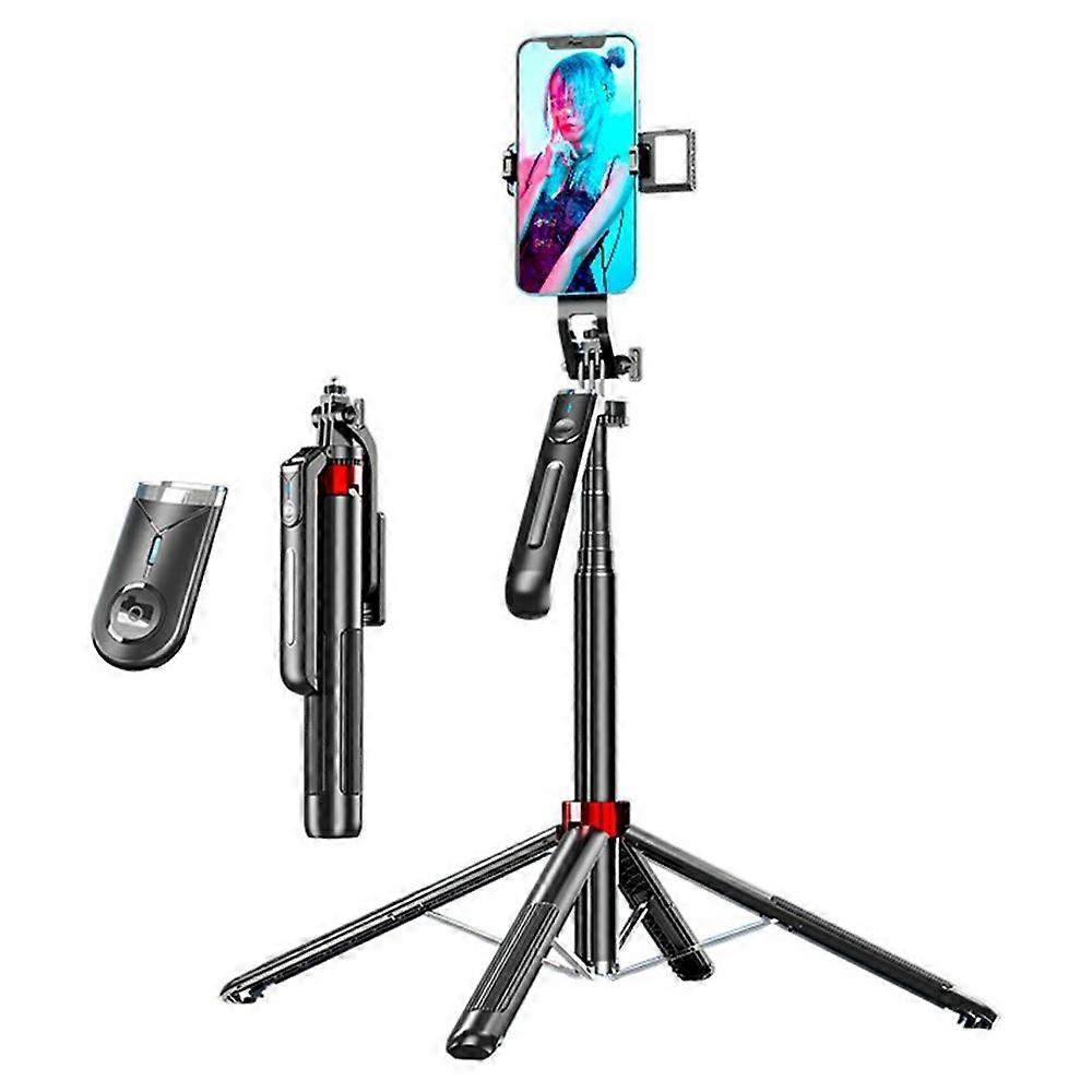 P195 V1 Single Fill Light Bluetooth-Compatible Selfie Stick Extendable Phone Stand Four-Leg Bracket