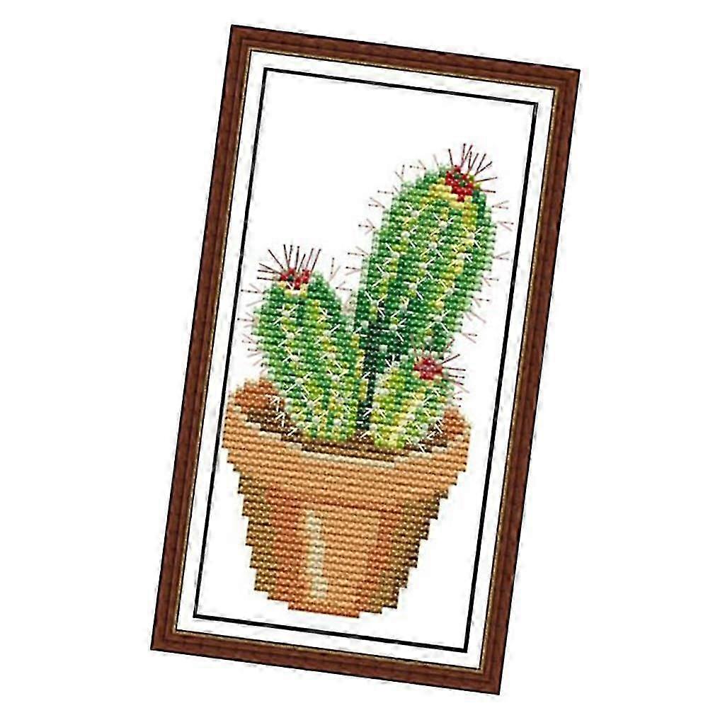 Cactus Print Pre-printed Stamped Cross Stitch Kit Needlework DIY Craft