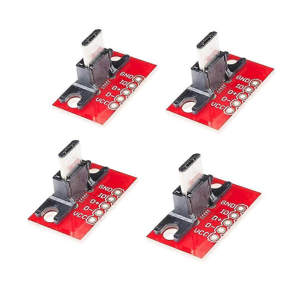 4 Piece USB Micro B Plug Breakout Module for Connector Adapter Board