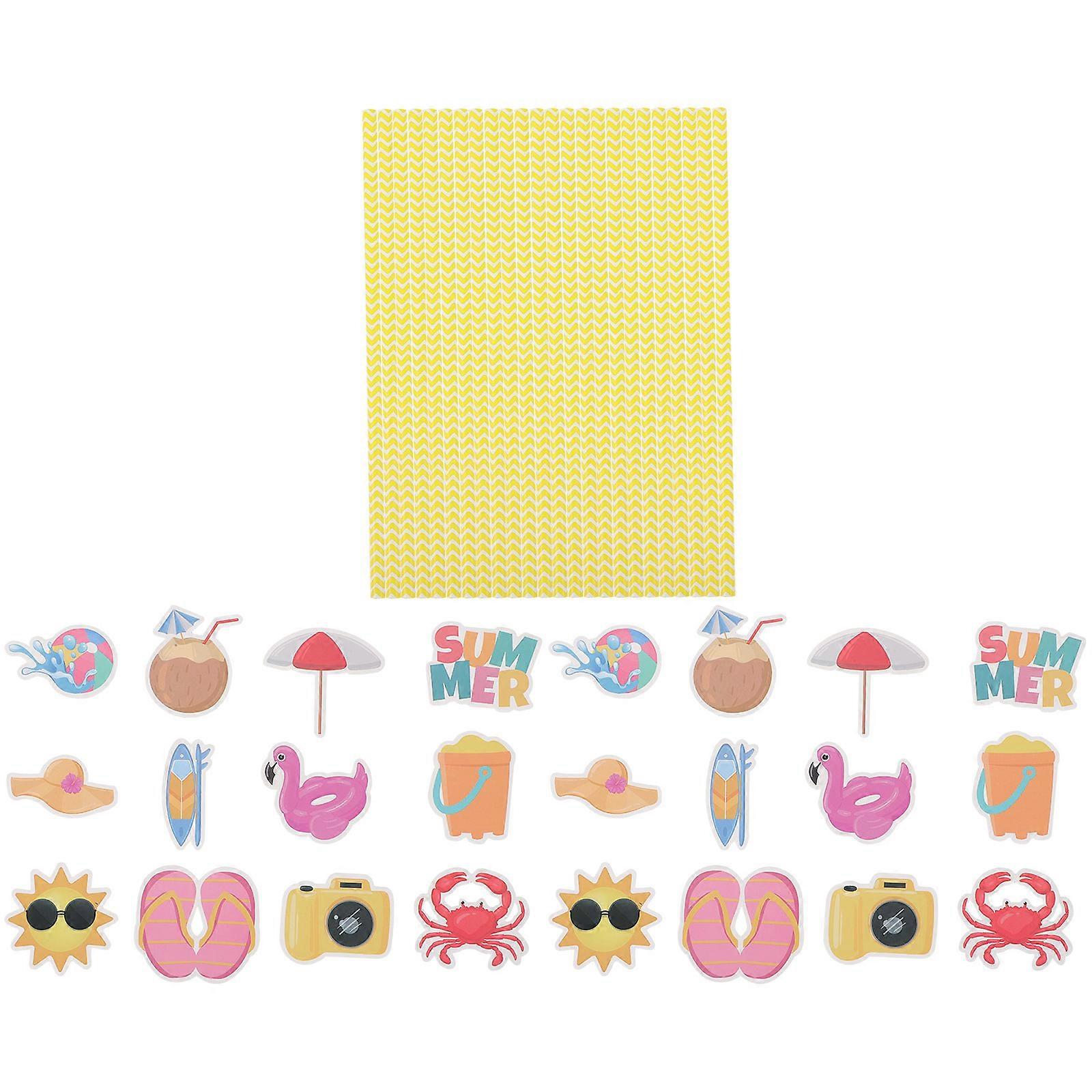 Straws Cocktail 24Pcs Beach Party DIY Straws Hawaiian Design Assorted Color For Cups Versatile