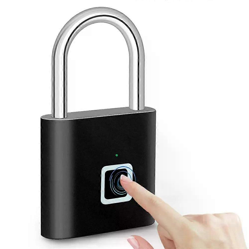 Keyless USB Charging Fingerprint Lock Smart Padlock Waterproof Door Lock 0.2sec Unlocking Portable Anti-Theft Padlock Zinc