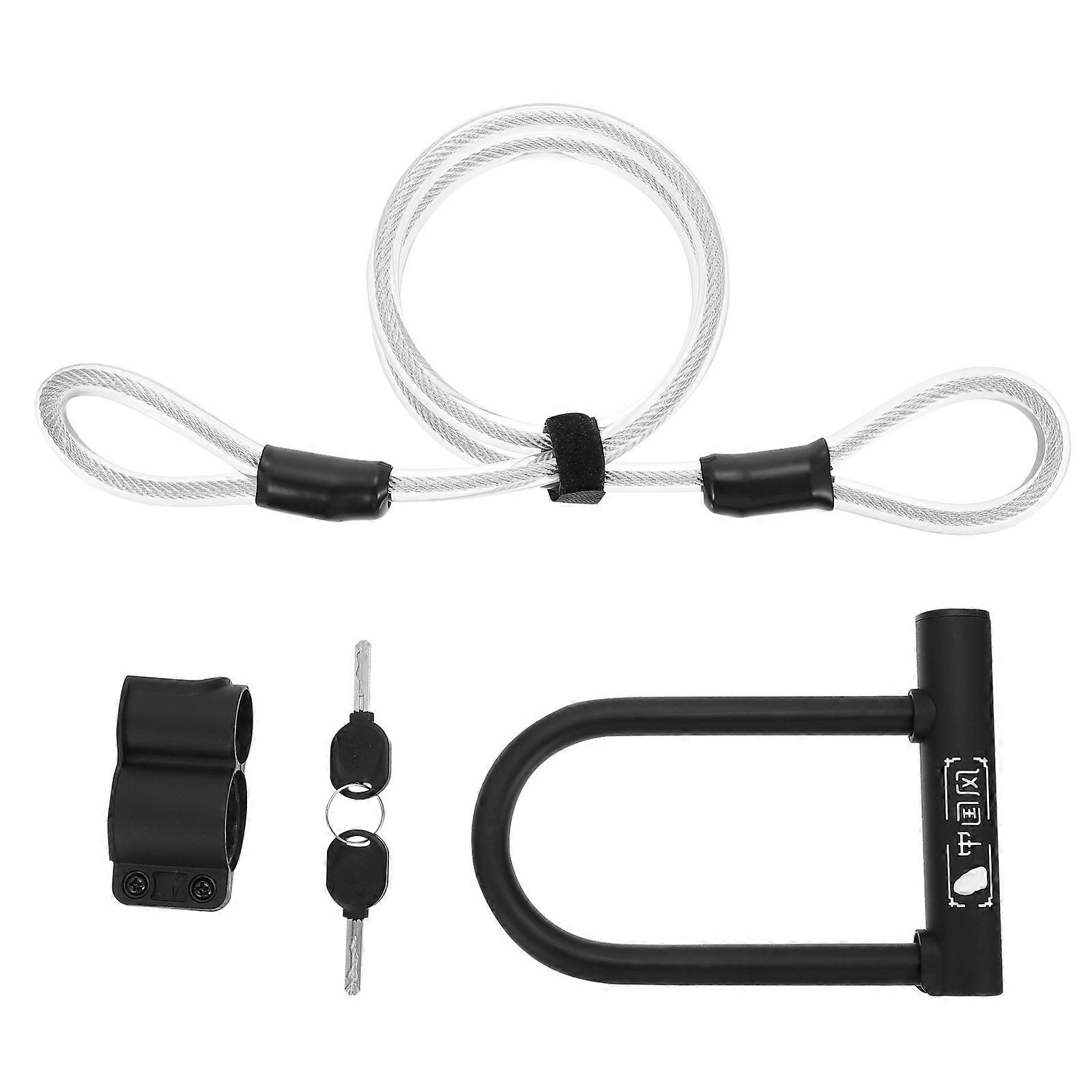 Bike Lock Cable Cutting Resistance Zinc Alloy Double End Ring Design For Cyclists Outdoor Use 7.47x5.31x0.98 Inch 1 Set