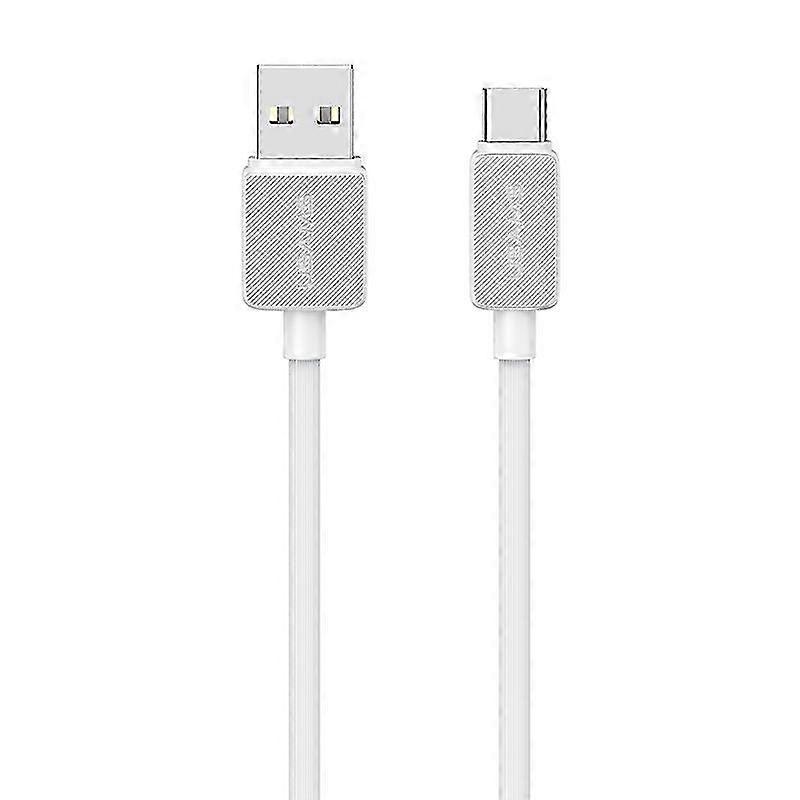 3m USB to Type-C 3A Phone Charging Cable Striped Data Cord - Compatible with Certain Brands - White