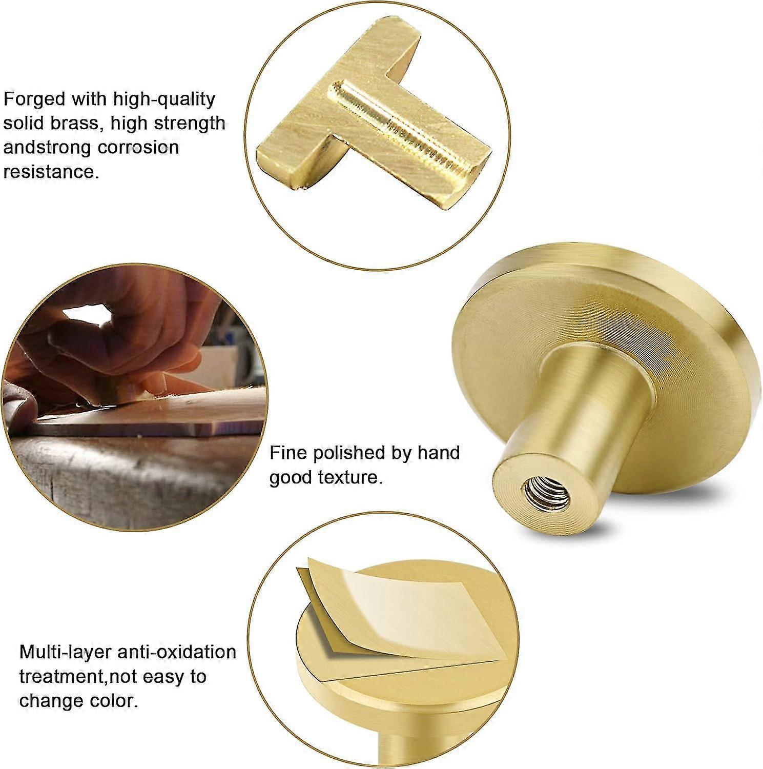 Solid Brass Knobs - 8pcs, Gold, 28mm, for Drawer & Cabinet