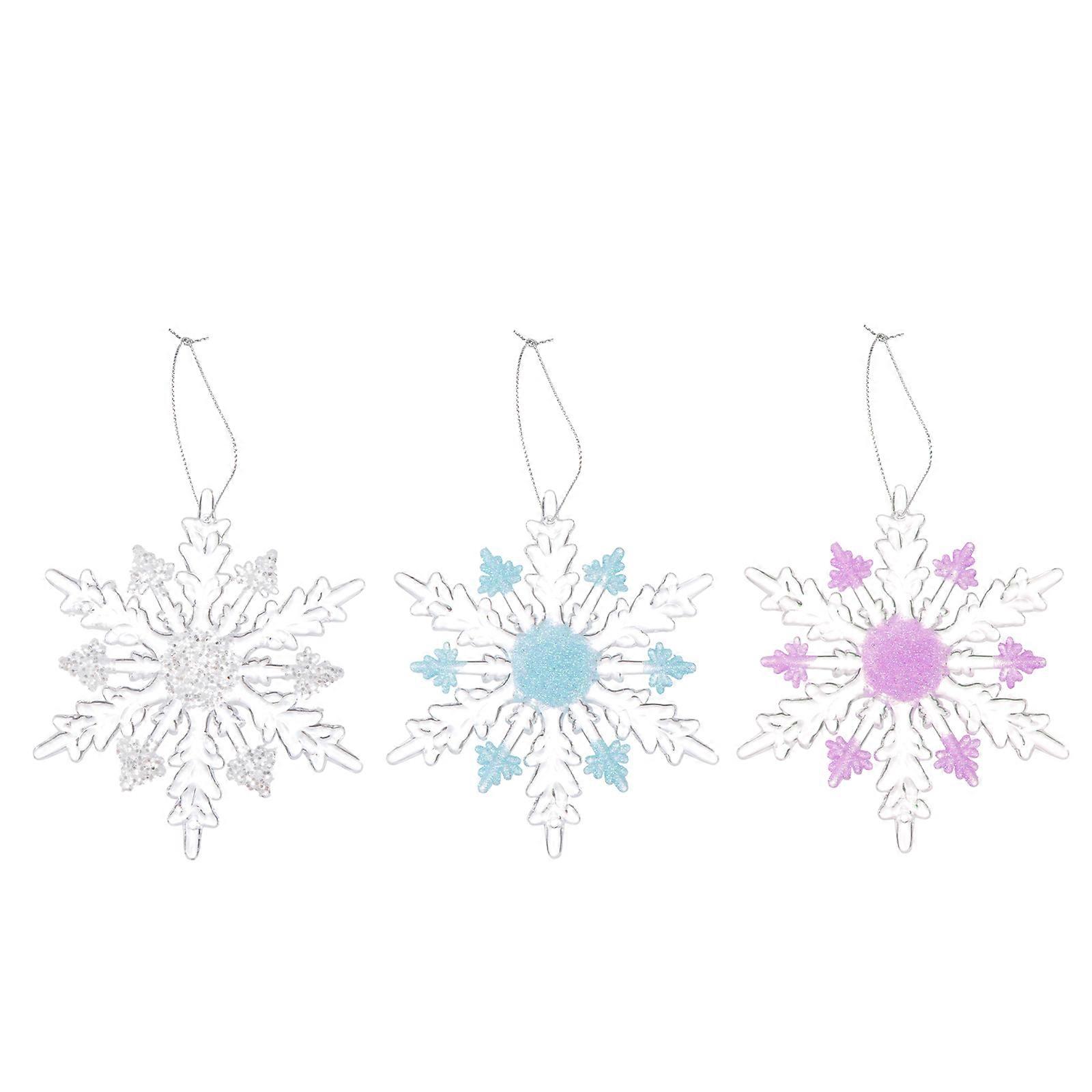 Decorative Snowflakes Acrylic Christmas Tree Window Hanging Decoration Shatterproof 3Pack
