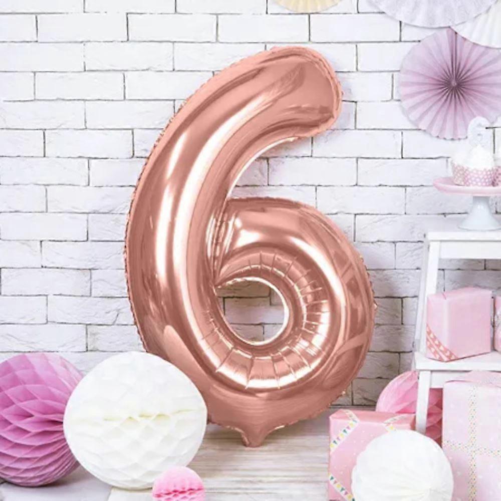 Large Rose Gold Number 6 Balloon