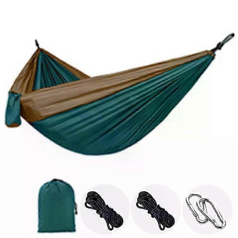 Portable Single Person Camping Hammock with High Strength Parachute Fabric and Color Matching Nylon