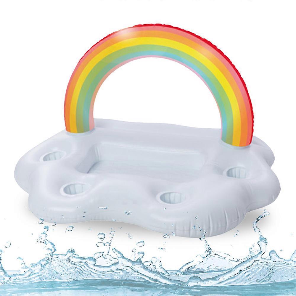 Inflatable Rainbow Cloud Drink Holder Floating Beverage Salad Fruit Serving Bar For Beach Summer-Style2