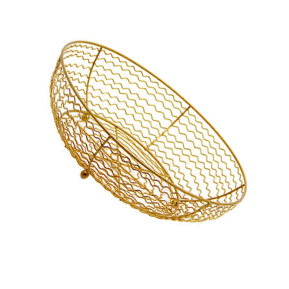 Practicable Multi-Functional Drain Basket Golden Iron For Kitchen Organizer 8.3×8.3×2.9in Family Friends 1Pack