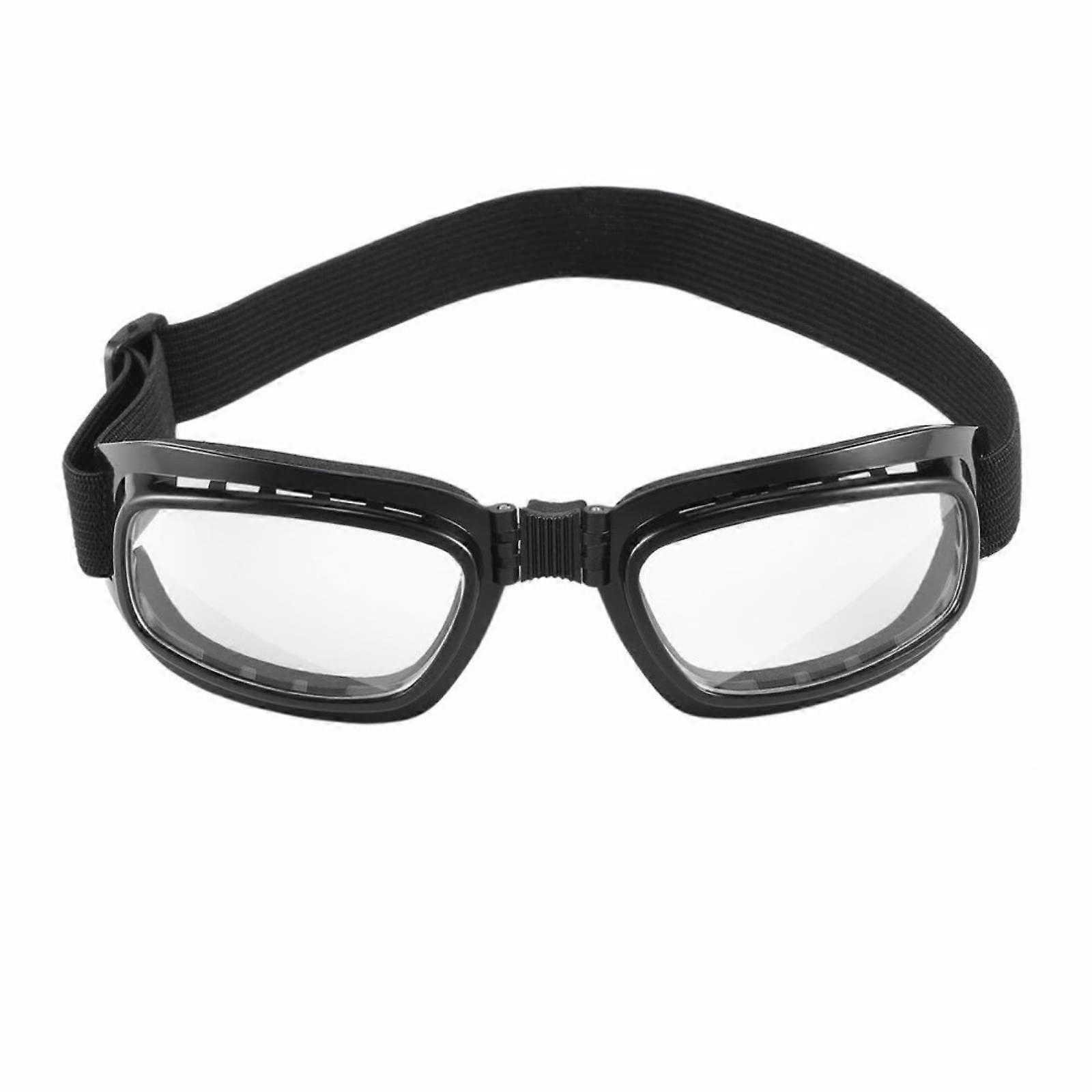 Folding Vintage Motorcycle Goggles Windproof Dustproof Ski Goggles with Adjustable Strap