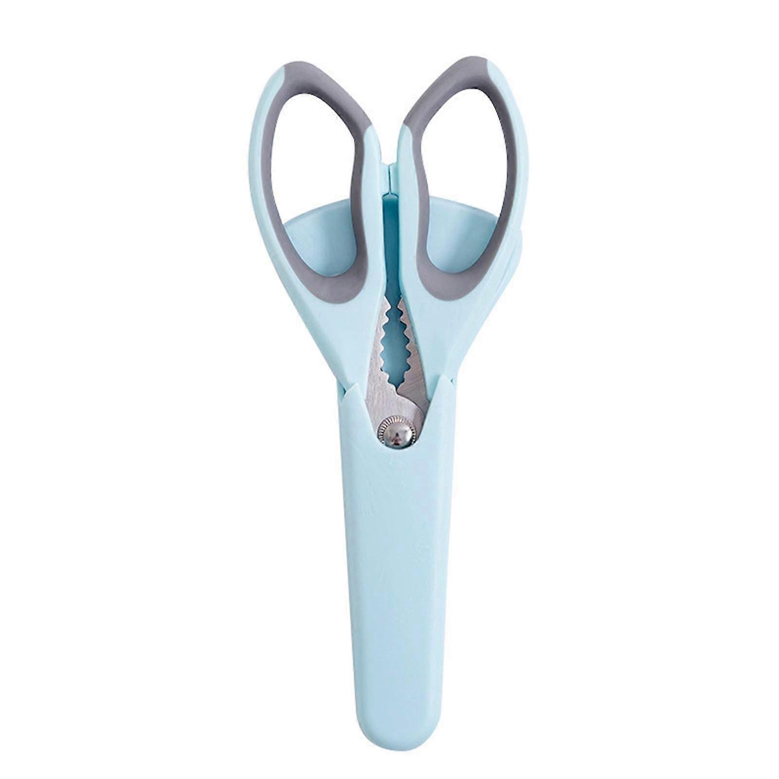 Kitchen Scissors, Two Sets Kitchen Scissors with Magnetic Protective Cover, Strong Chicken Bone Scissors, Household Scissors (Blue)