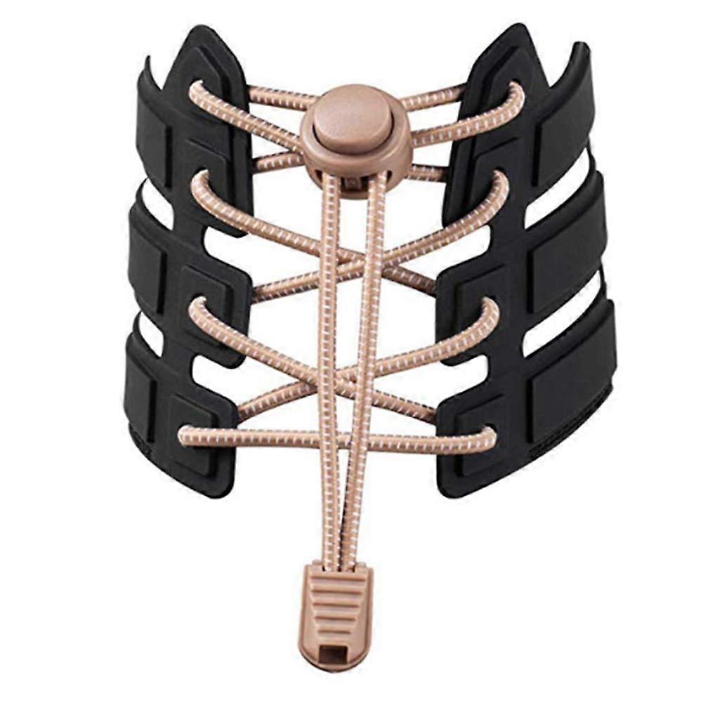 Molinter Elastic shoelaces, flat shoelaces with adjustable tension for flat sports shoes, children, adults, khaki.