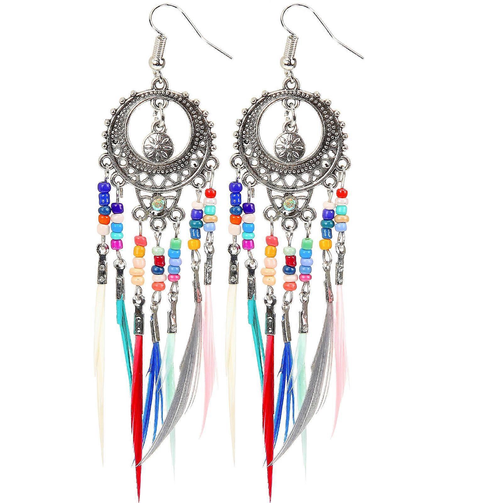 Dangle Drop Earrings for Women Tassel Design Safe for Ear Skin Bohemian Style Festivals Anniversary Multi Color Alloy 1 Pair