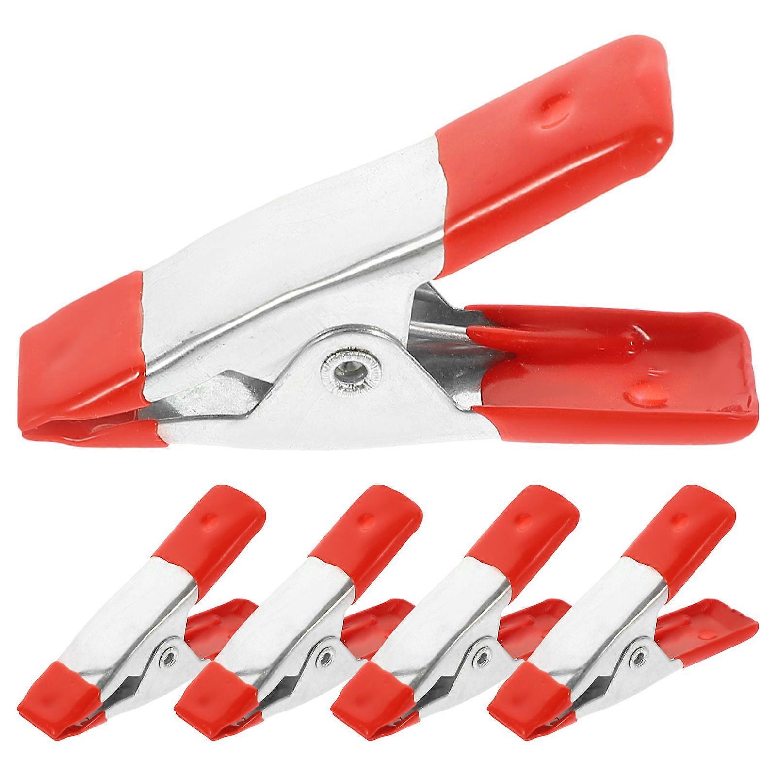 5pcs Durable Small Metal Spring Clamps for Woodworking, Tent, Crafts & Home Projects – Strong Grip Compact Red Clips for Mold Fixing & DIY Use