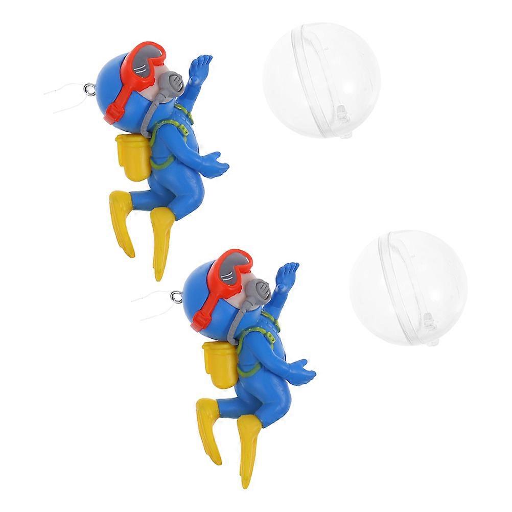 Decorative Aquarium Divers Floating Fish Tank Decorations Diy Design Multi-Colored 6.20X3.20X2.00Cm For Aquarium Owners 2Pcs