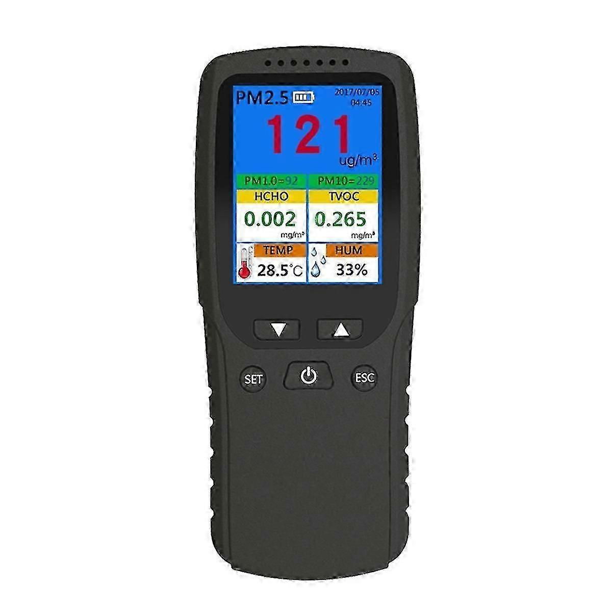 9-in-1 Air Quality Monitor for Indoor & Outdoor Use - PM2.5, PM1.0, PM10, HCHO Detector with Temperature & Humidity Sensor