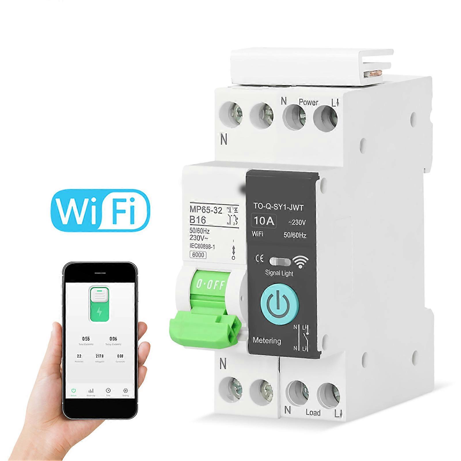 Tuya Wifi Intelligent Circuit Breaker Wireless Remotes Control Mobilephone APP Remotes Viewing Intelligent Home Equipment Timing Countdown Loop Timin