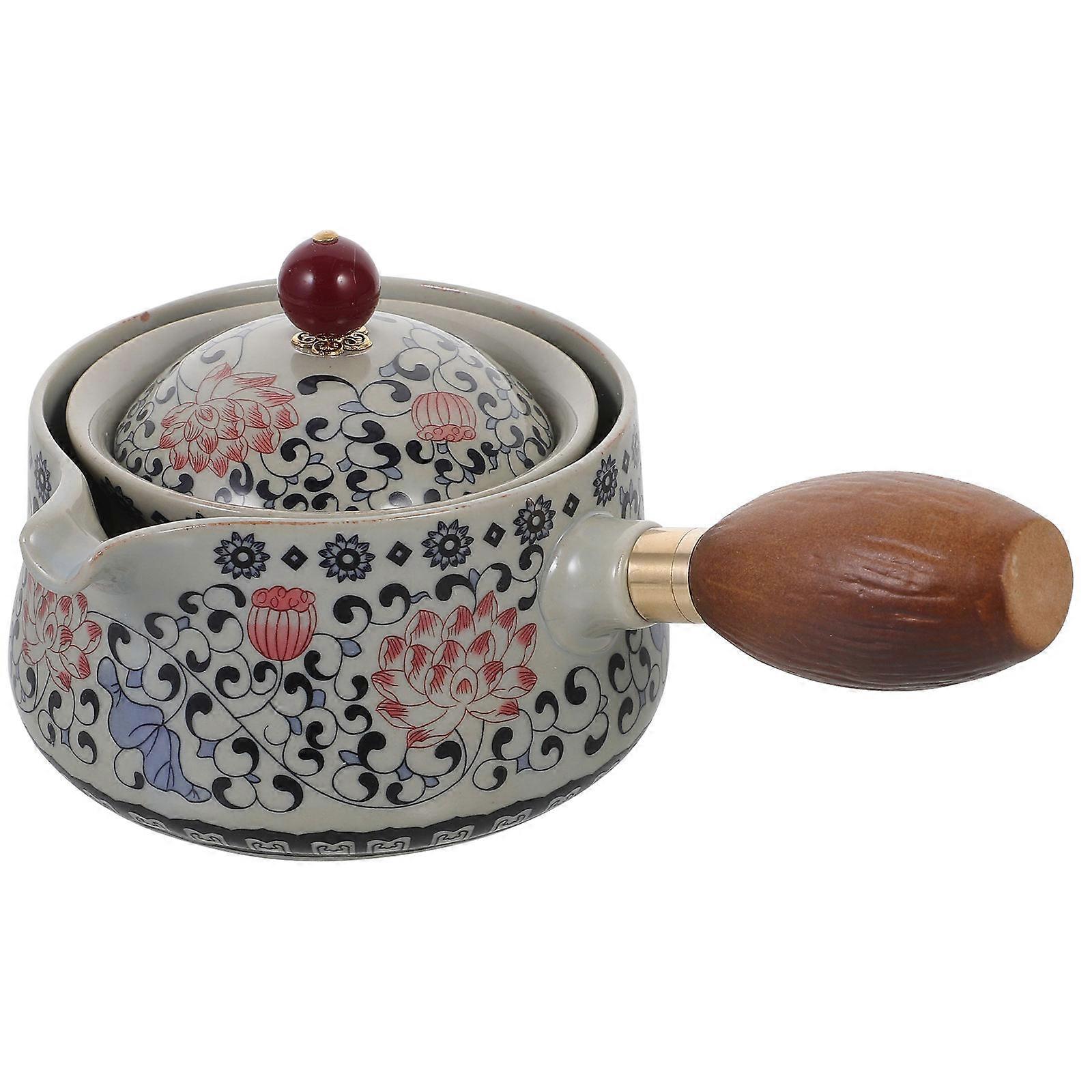 Travel Teapot Household Teakettle Ceramic Teaware 360-Degree Rotation Portable Kettle 1Set