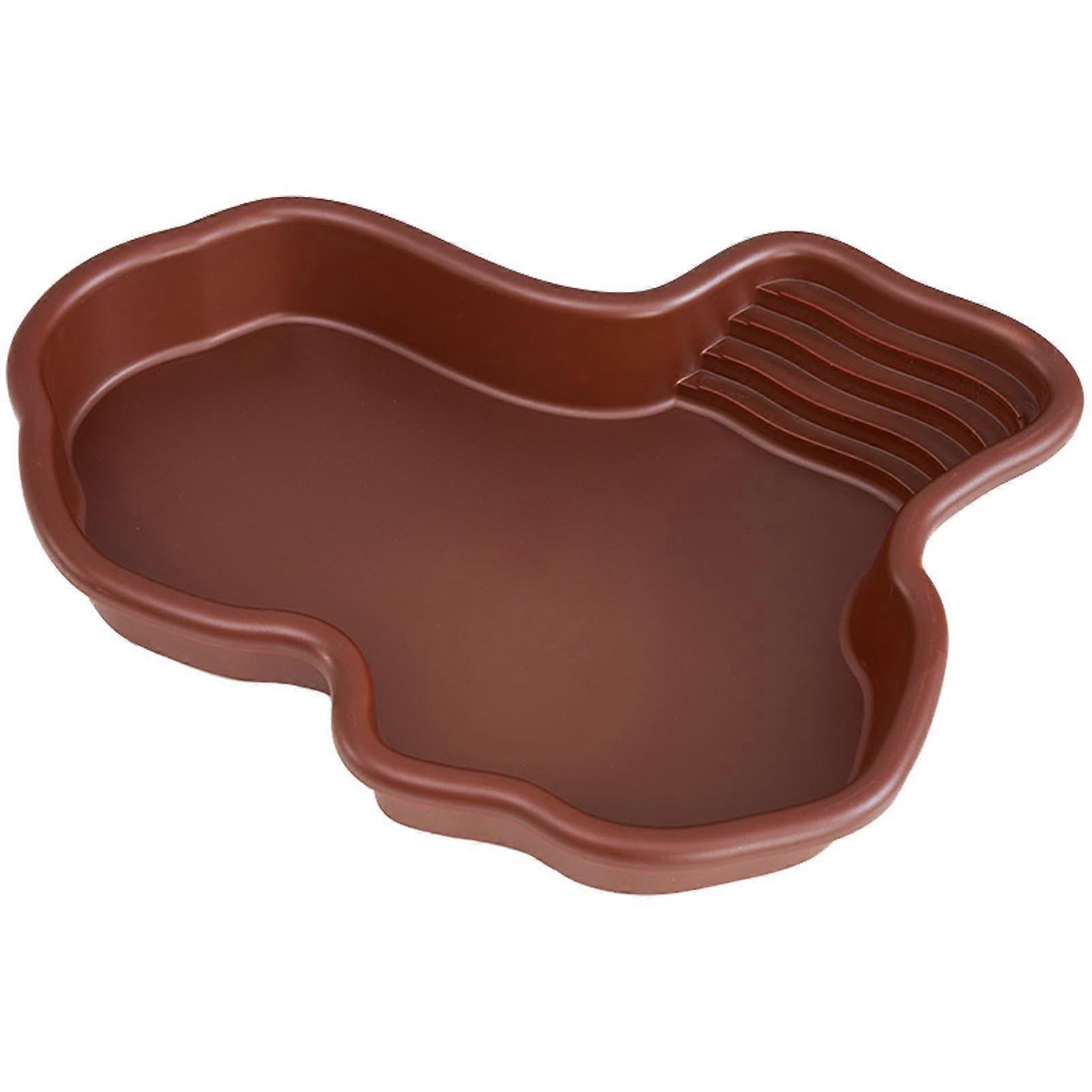 Tortoise Water Dish for Basking and Bathing, Anti-Slip Reptile Pool Bowl, Durable Feeding Box, No Drainage Design