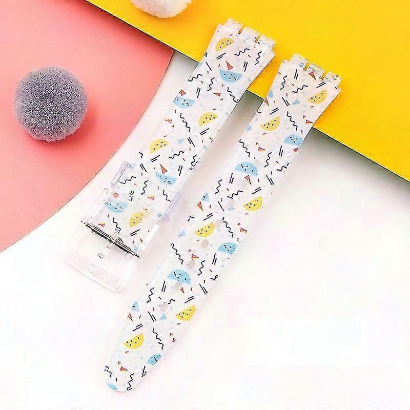 Silicone Watch Strap for Swatch 17mm 19mm Trigeminal Printed Band Replacement Accessory