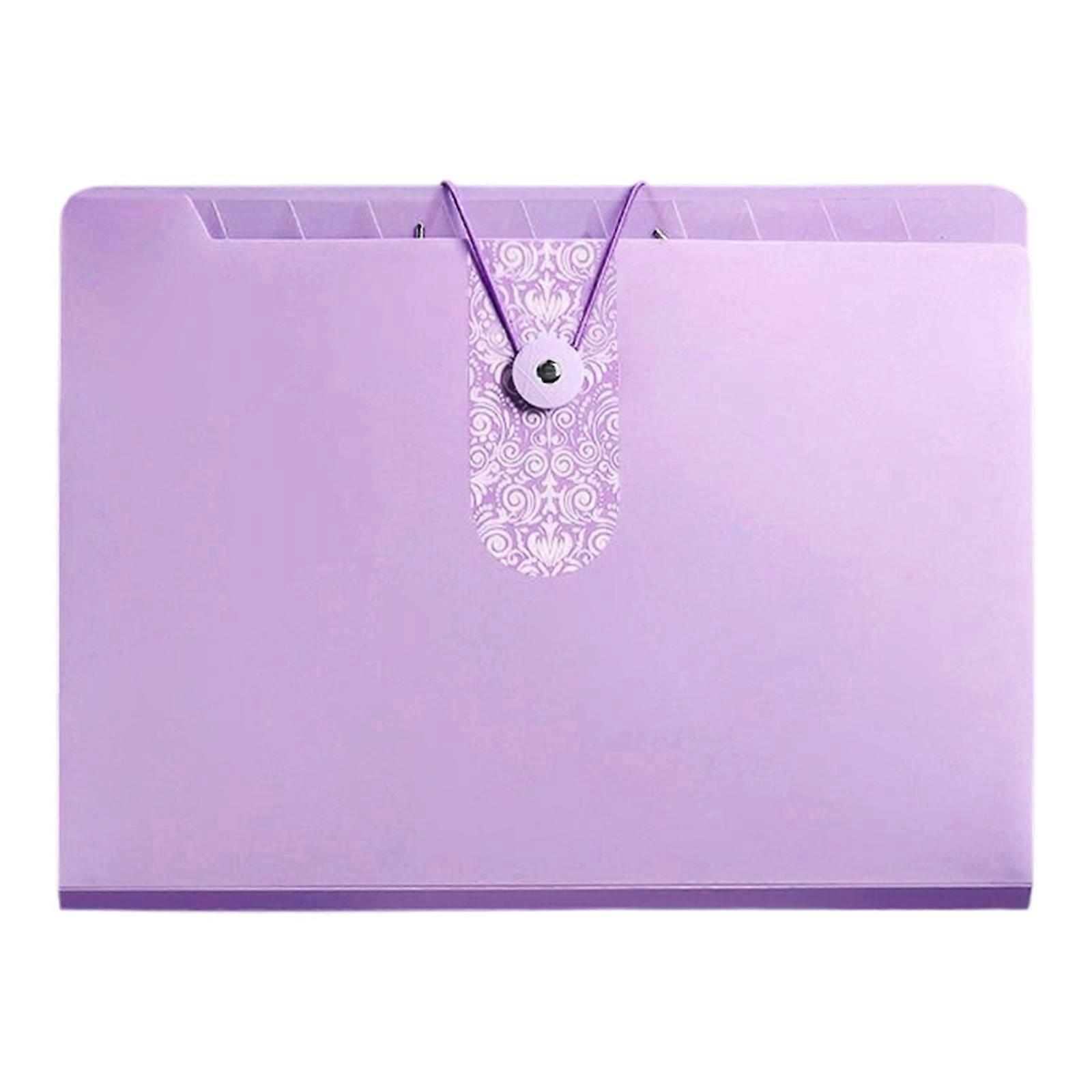 12 Pockets Expandable Folder Expanding File Organiser Letter Size Document Organiser Sorting Folder for School Office Purple