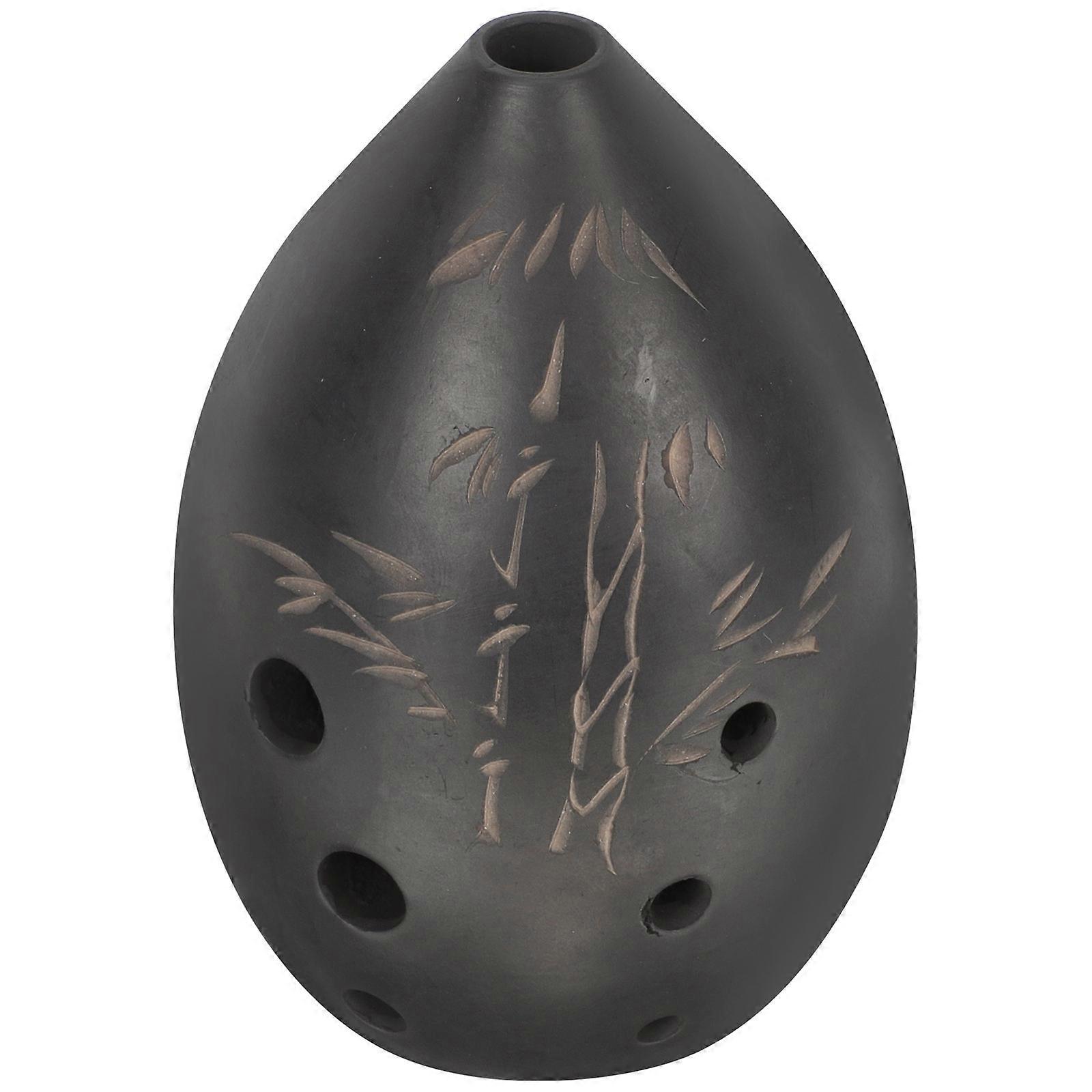 Black Clay and Straw Wind Instrument for Kids Easy to Play with Smooth Tone Quality 8-Holes